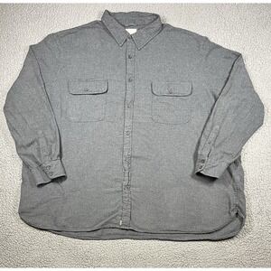 Mutual Weave Men's Button Up Long Sleeve Grey Cotton Flannel Shirt - Size 4XL